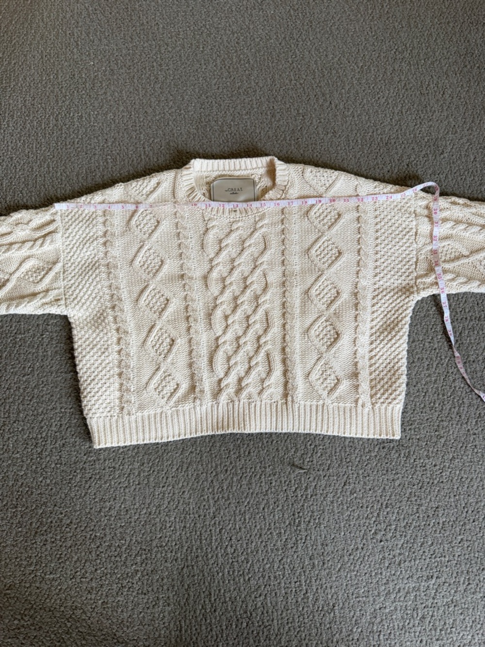 The Great Classic Cable Pullover, Cream - Picture 3 of 7